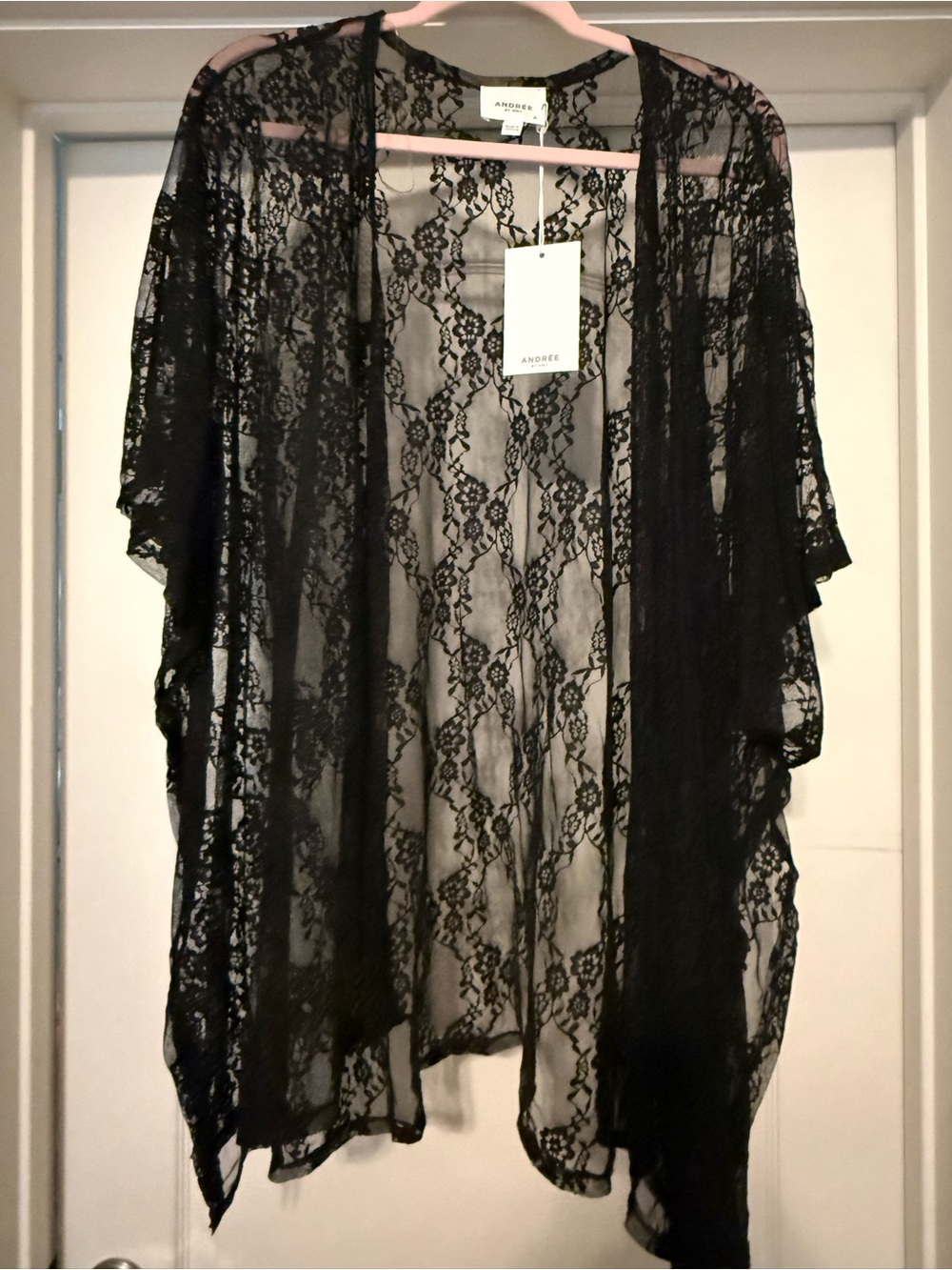 Andree by Unit Black Lace Kimono Cover-Up size 1x